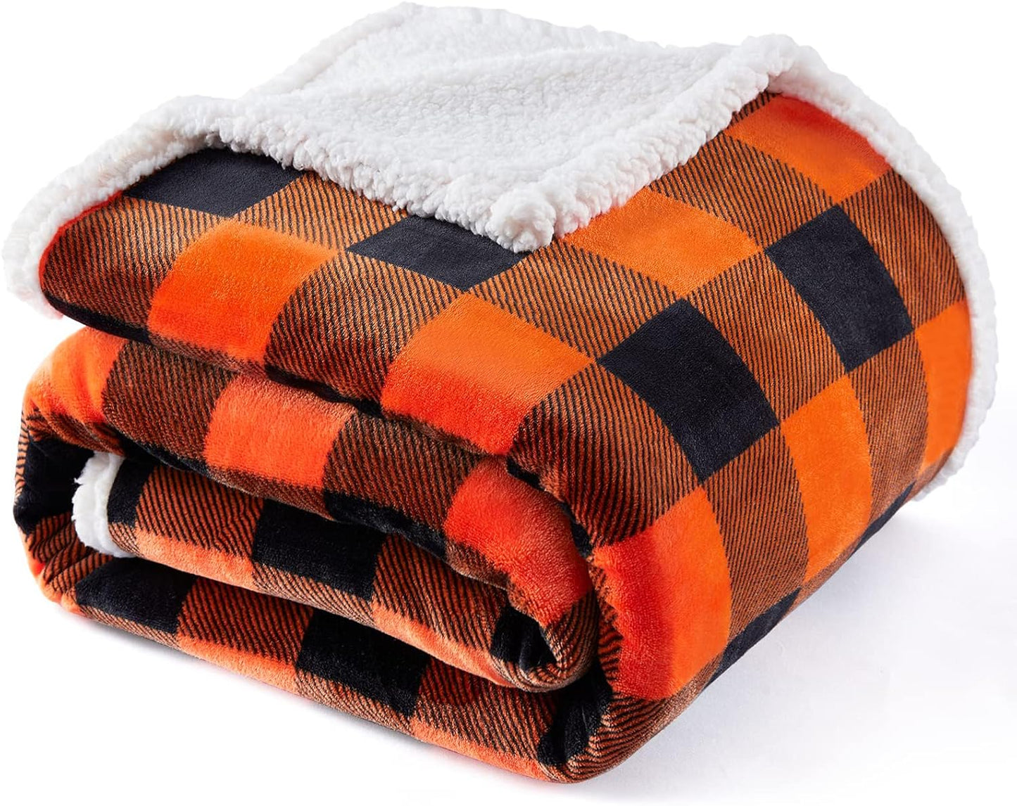 Touchat Halloween Blanket Twin Size 60" X 70"，Fall Autumn Harvest Sherpa Fuzzy Fluffy Soft Cozy Blankets, Fleece Flannel Plush Microfiber Throw for Couch Bed Sofa, Halloween Decor (Orange)