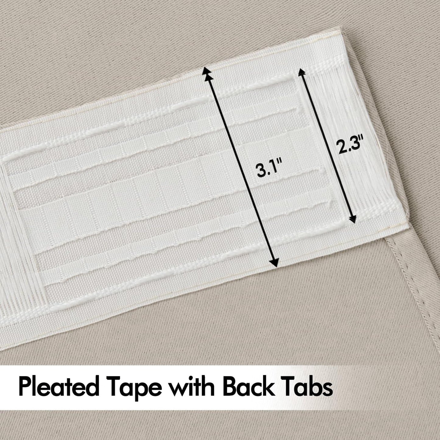 MIULEE Natural Back Tab Blackout Curtains 84 Inch Length 2 Panels Set for Living Room Bedroom Privacy, Rod Pocket/Pinch Pleat Thermal Insulated Room Darkening Pleated Light Blocking Drapes