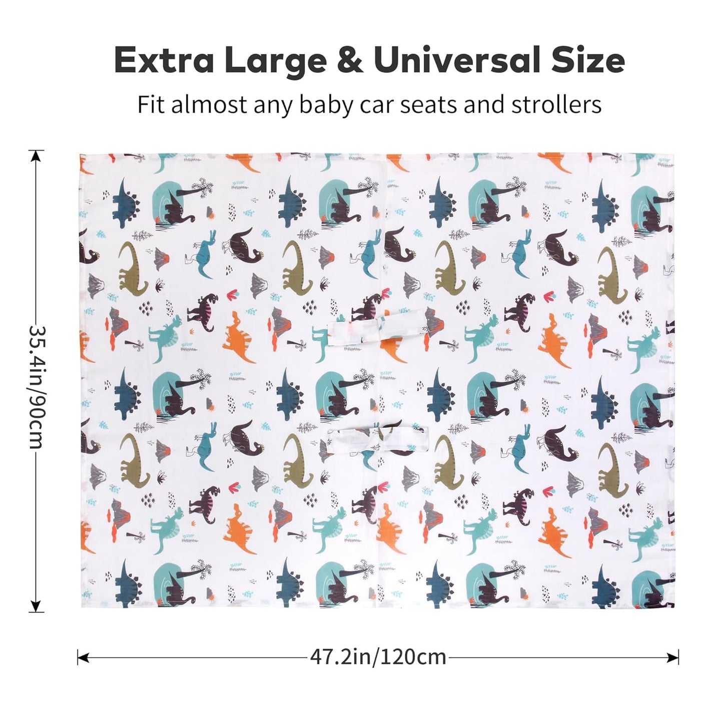 Rquite Muslin Car Seat Cover Baby, Carseat Covers Baby Boy Girl, Breathable Lightweight Infant Car Seat Cover, Baby Carrier Cover Car Seat Canopy Stroller Sun Shade for Summer & Hot Day, Universal Fit