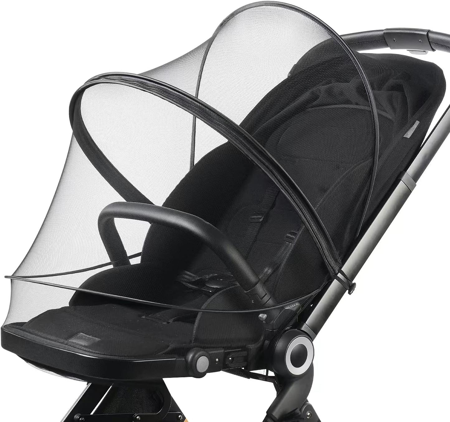 Baby Mosquito Net with Double Zipper Bassinet Stroller Cover for Baby/Stroller/Car Seat/Cradles/Carriers, Easy to Use, Visible Breathable Mesh, Keep Insects/Bugs/Cats Out, Black