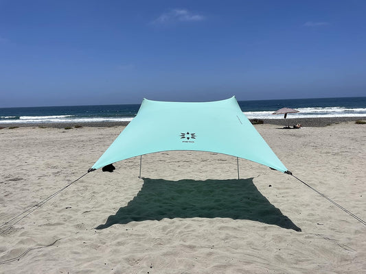 Neso Tents Beach Tent with Sand Anchor, Portable Canopy Sunshade - 7' x 7' - Patented Reinforced Corners (Seafoam)