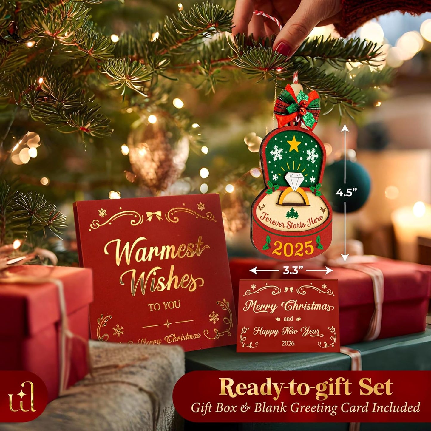 First Engagement Ornament 2025 - Just Engaged Ornament 2025 Engagement Gift for Newly Engaged Couples Fiance, Cool Bride to Be Gifts for Her, Unique Christmas Ornaments for Xmas Tree Decor