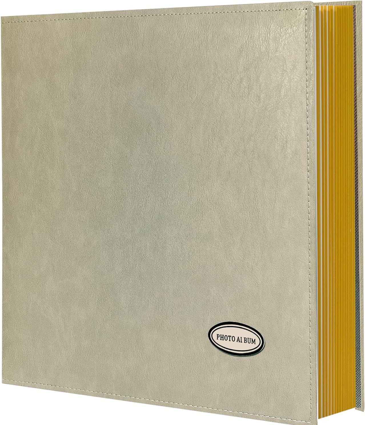 Self-Adhesive Photo Album, Dust-free, glue free and waterproof Scrapbook Album, Family album, Leather Cover, Hand Made DIY Albums Holds 3x5, 4x6, 5x7, 6x8,8x10 photos (Oatmeal, Large)