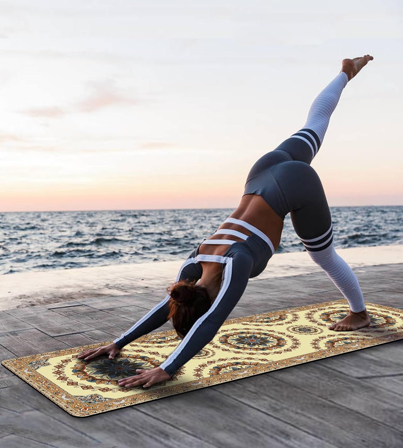 Non Slip Yoga Mat TPE Workout Mat for Men Women, Thick Workout Mat with Carrying Strap, Fitness Mats for Exercise, Yoga, Fitness, Pilates, Floor Workouts (72" x 24" x 6mm)