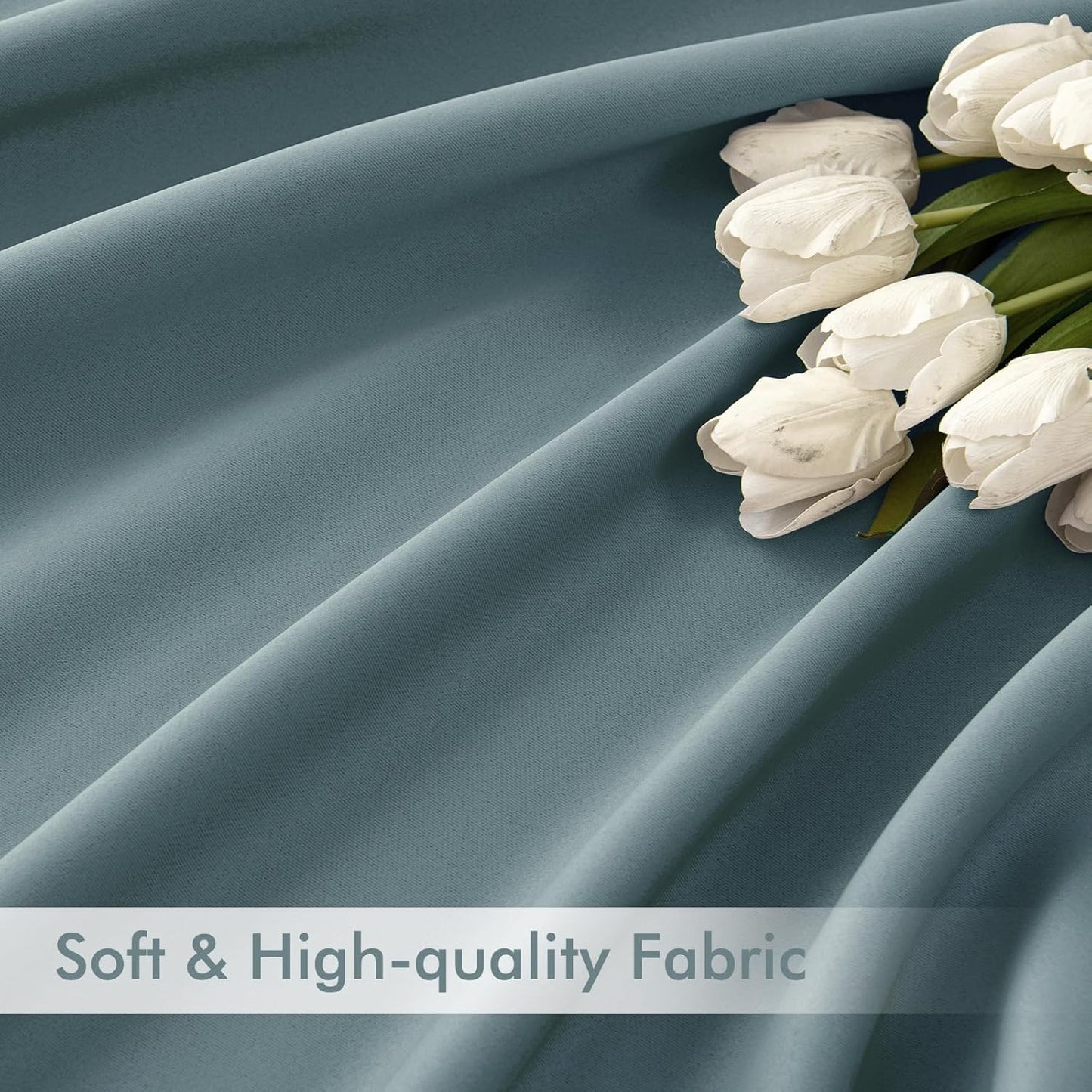 MIULEE Greyish Blue Back Tab Blackout Curtains 102 Inch Long 2 Panels Set for Bedroom, Rod Pocket/Pinch Pleated Thermal Insulated Living Room Darkening Light Blocking Floor to Ceiling Drapes