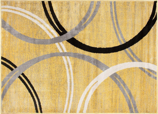 Rugshop Modern Wavy Circles Design Area Rug 2' x 3' Yellow