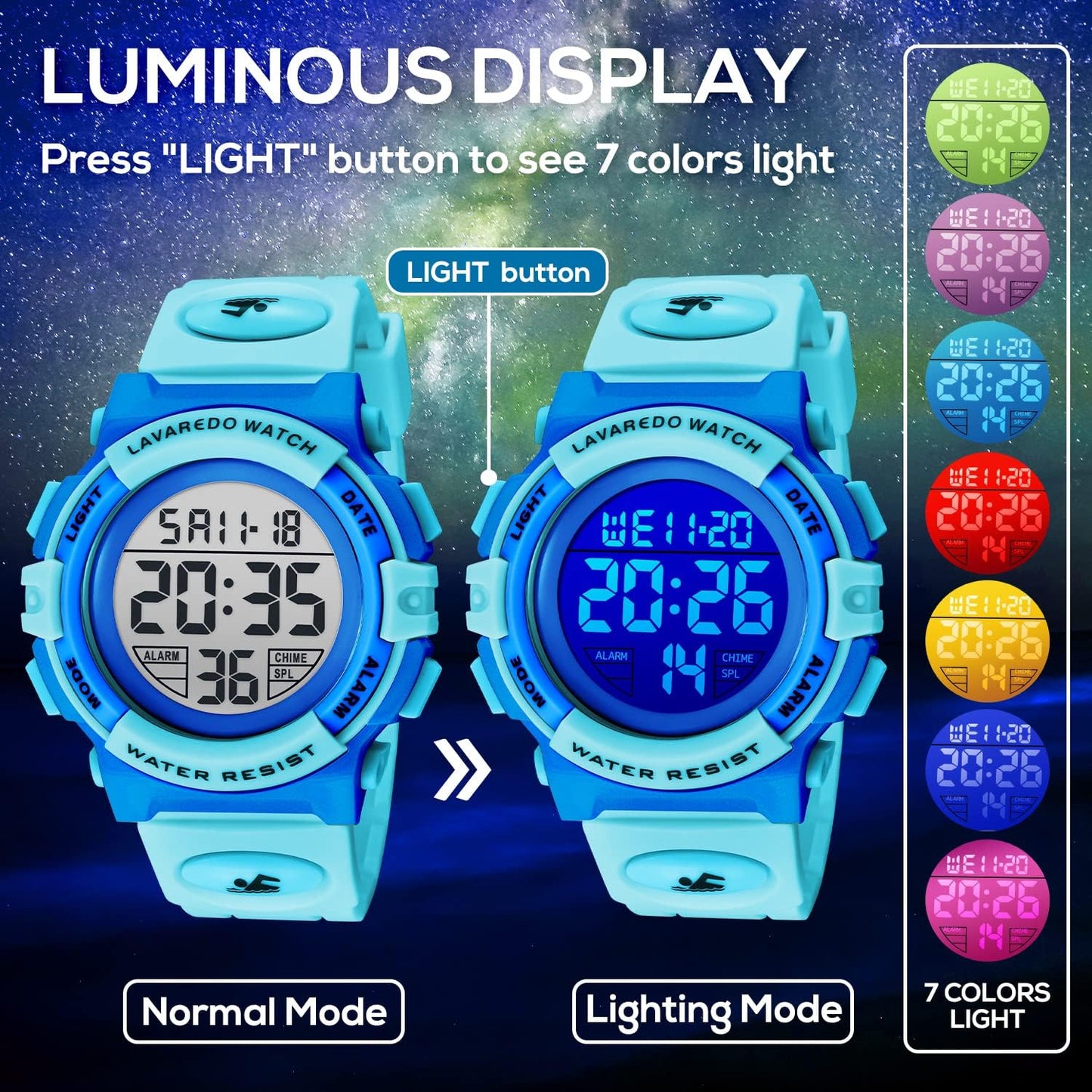 Kids Watch,Boys Watch for 3-15 Year Old Boys,Digital Sport Outdoor Multifunctional Chronograph LED 50 M Waterproof Alarm Calendar Analog Watch for Children with Silicone Band,Kids Gift