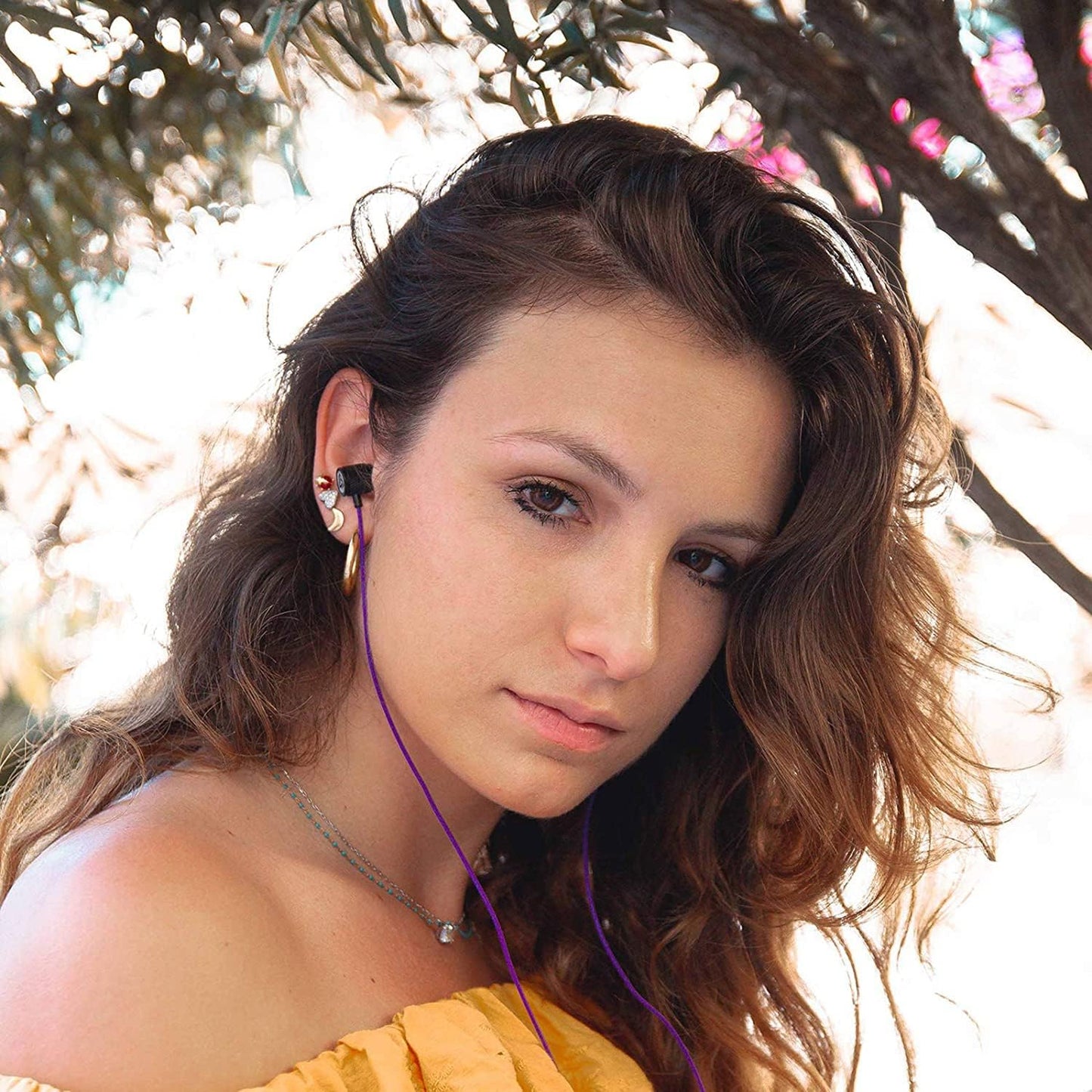 LUDOS Ultra Wired Earbuds in-Ear Headphones, 5 Years Warranty, Earphones with Microphone, Noise Isolating Ear Buds, Memory Foam for iPhone, Samsung, School Students, Kids, Women, Small Ears - Purple