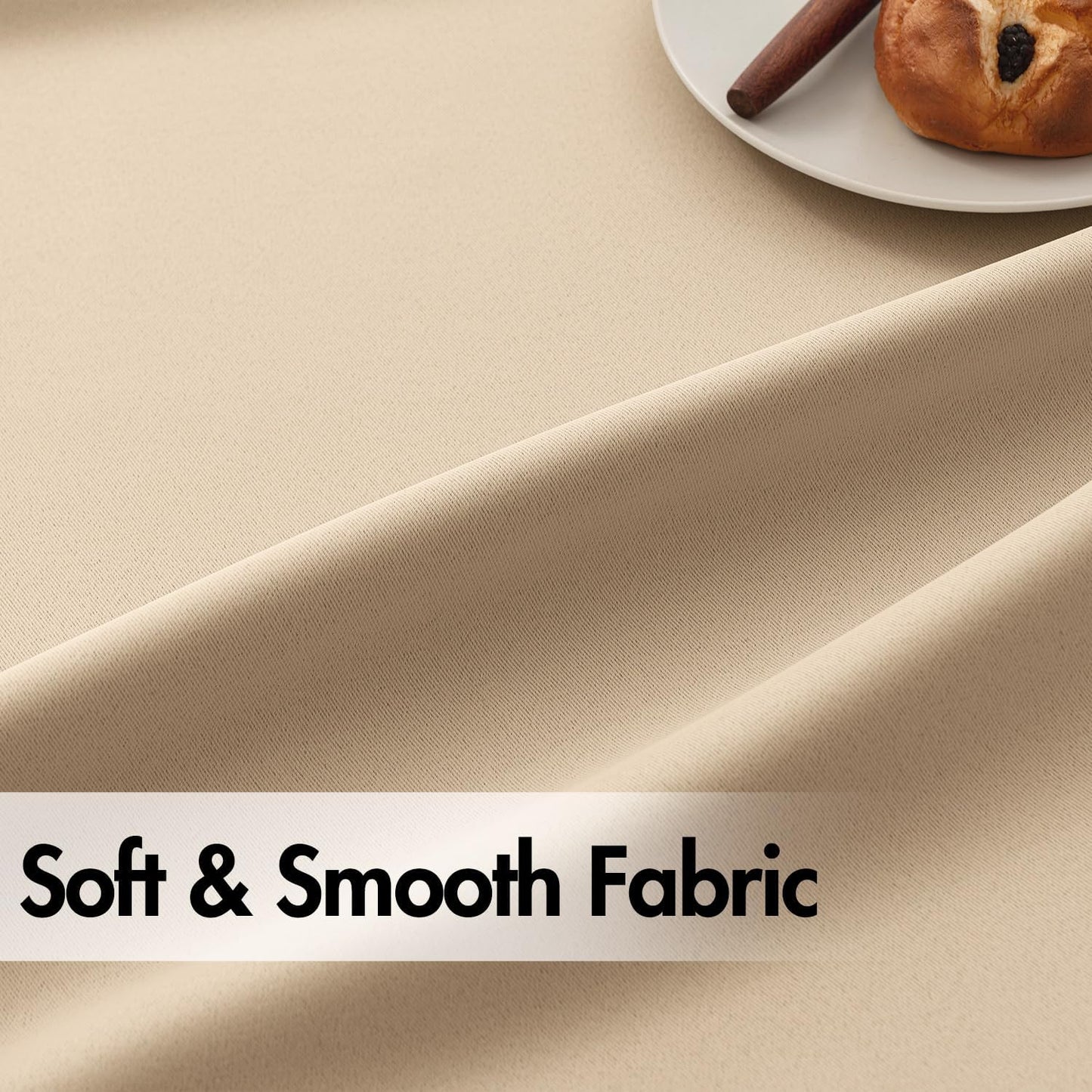 ANRODUO Back Tab Blackout Curtains for Bedroom Living Room, Rod Pocket Pinch Pleated Thermal Insulated Room Darkening Curtains 72 Inches Long 2 Panels, Beige, 42 x 72 Inch