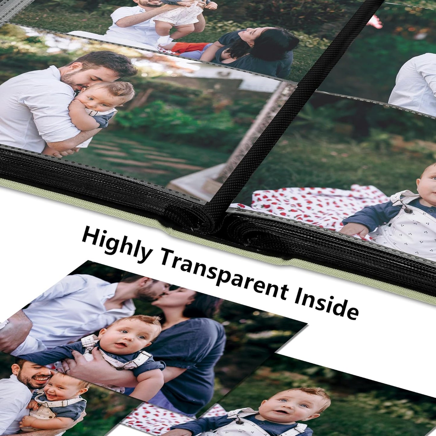 Photo Album 4x6 Pictrues 300 Pockets Linen Cover with Front Window Large Picture Book for Family Travel Wedding and Memory Keepsake Organizer Black