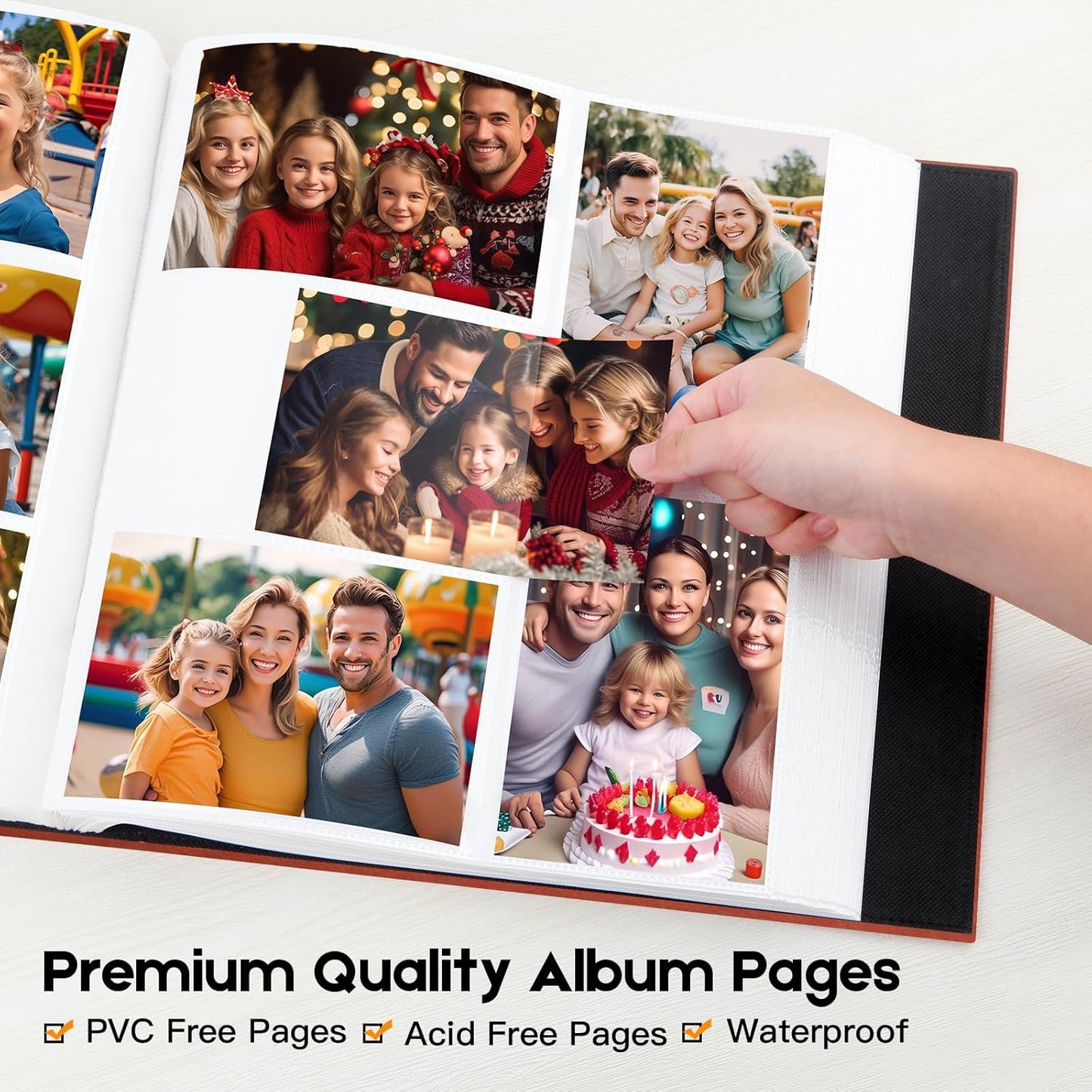 Aevdor 1000 Pockets Photo Album 4x6, Extra Large Capacity Leather Cover Wedding Family Picture Book Holds 1000 Horizontal and Vertical Picture, Acid-free Pages 4x6 Photo Album with Front Window, Brown