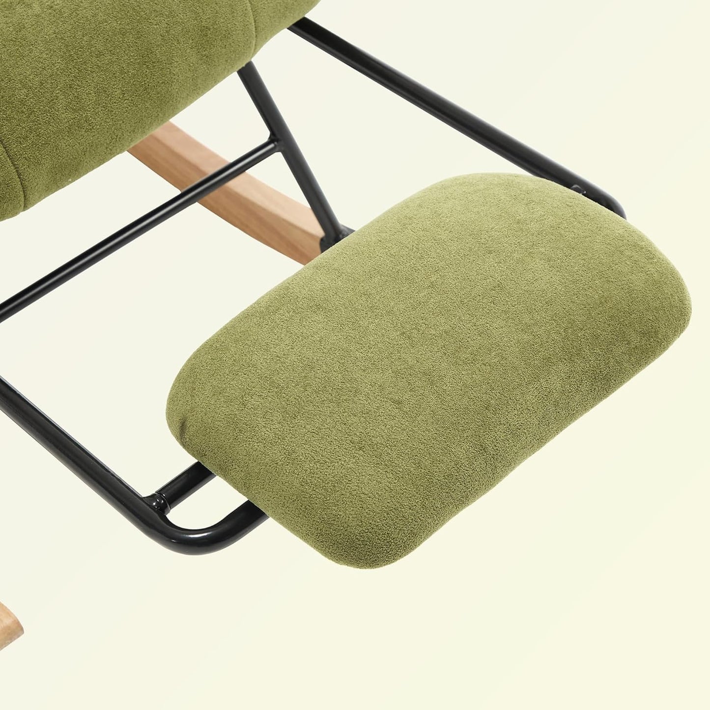 KEEZY Rocking Chair Nursery,Upholstered Glider Chair Padded Seat with High Backrest,Reading Chair,Armchair Comfy Side Chair for Living Room Bedroom Offices (Green)