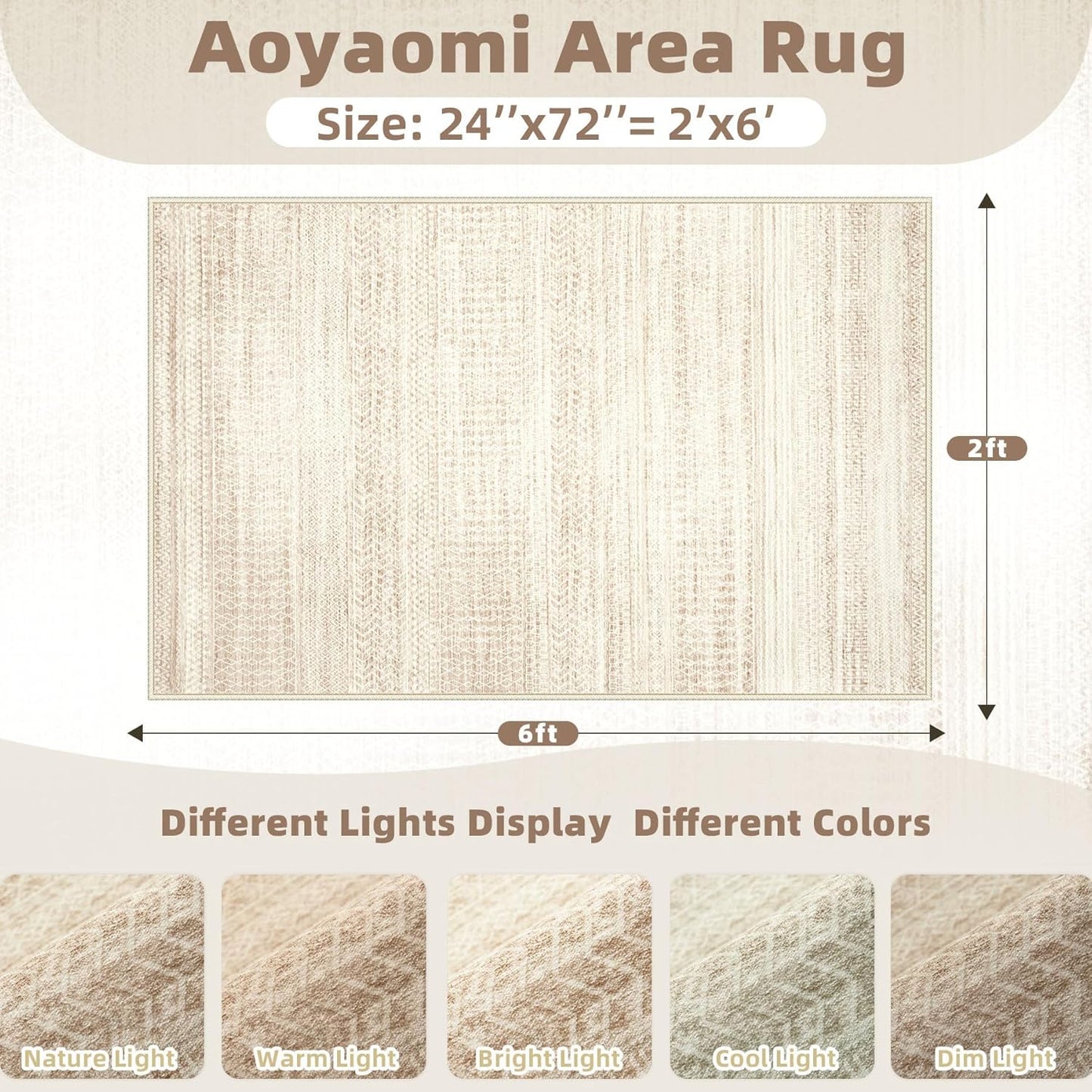 Runner Rug 2x6 Entryway Rugs - Washable Boho Geometric Rug Non-Slip Kitchen Rugs, Soft Neutral Farmhouse Runners for Hallway Bedroom Bathroom Laundry Staircase Foyer(2'x6',Ivory Beige)