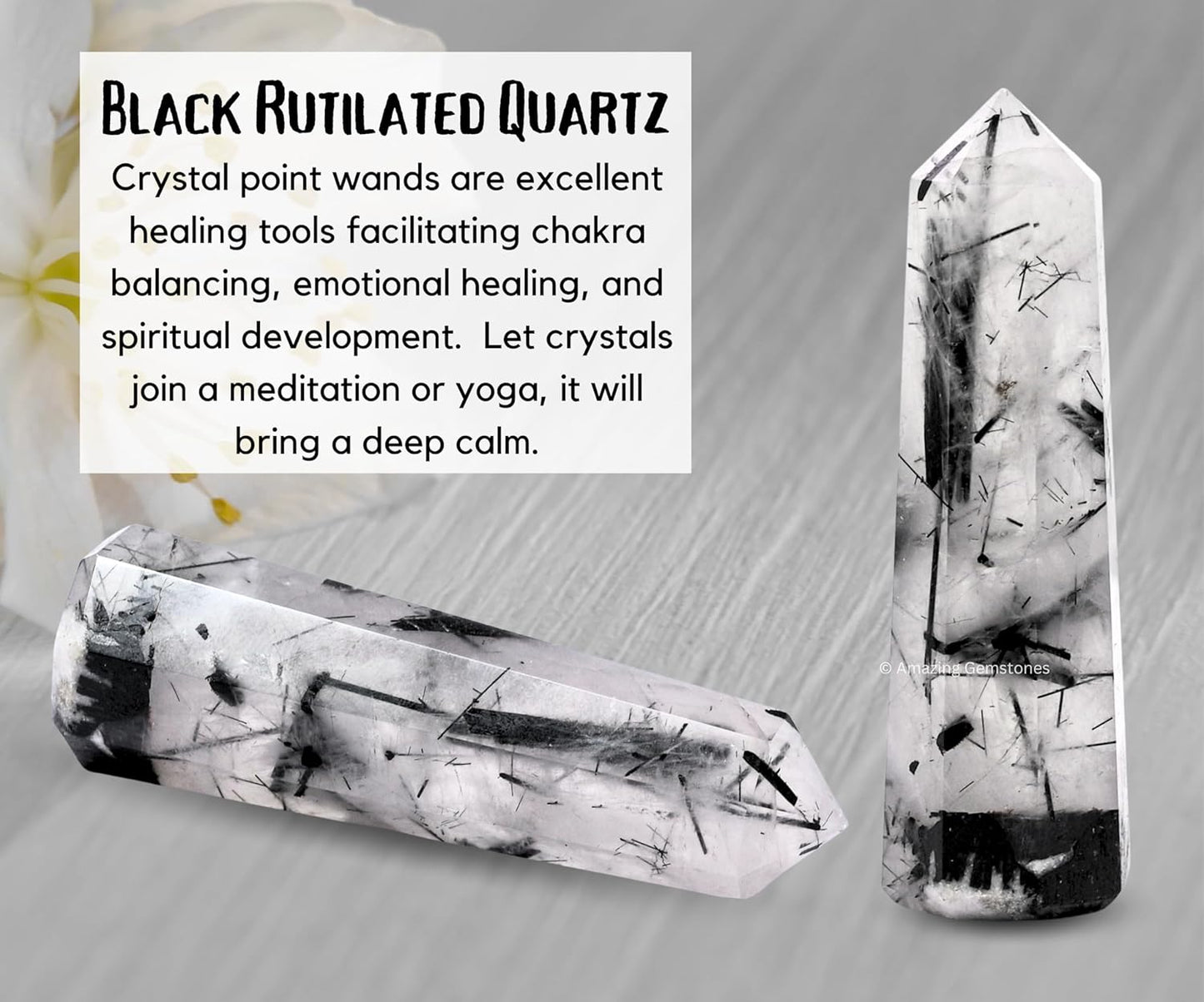 Amazing Gemstone Black Rutilated Quartz Crystal Towers ~ Natural Healing Crystal Point Obelisk for Reiki Healing & Crystal Grid (3- Inch)