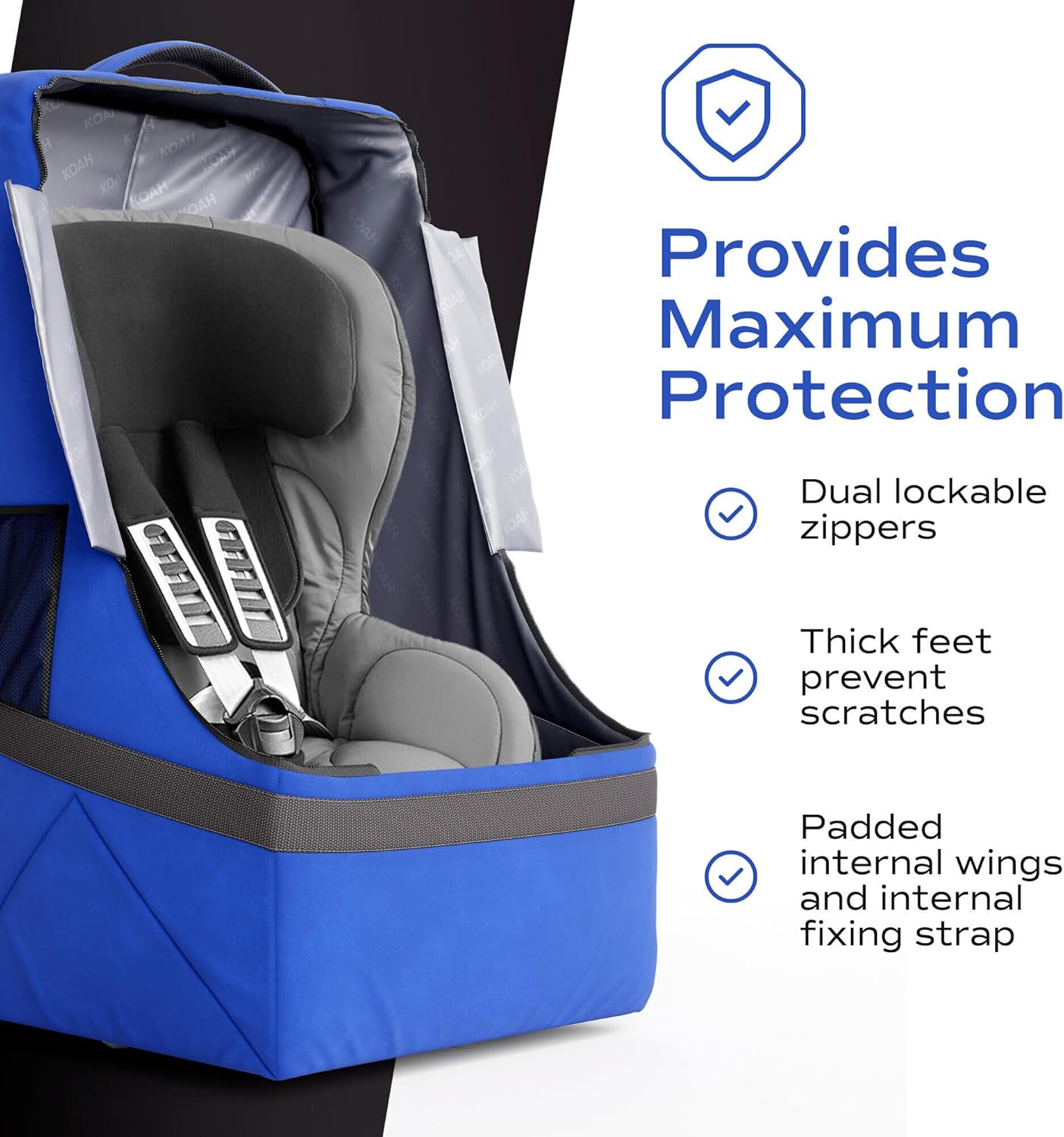 Koah Car Seat Backpack Padded Bag for Air Travel and Airport Gate Check-in with Padded Shoulder Straps