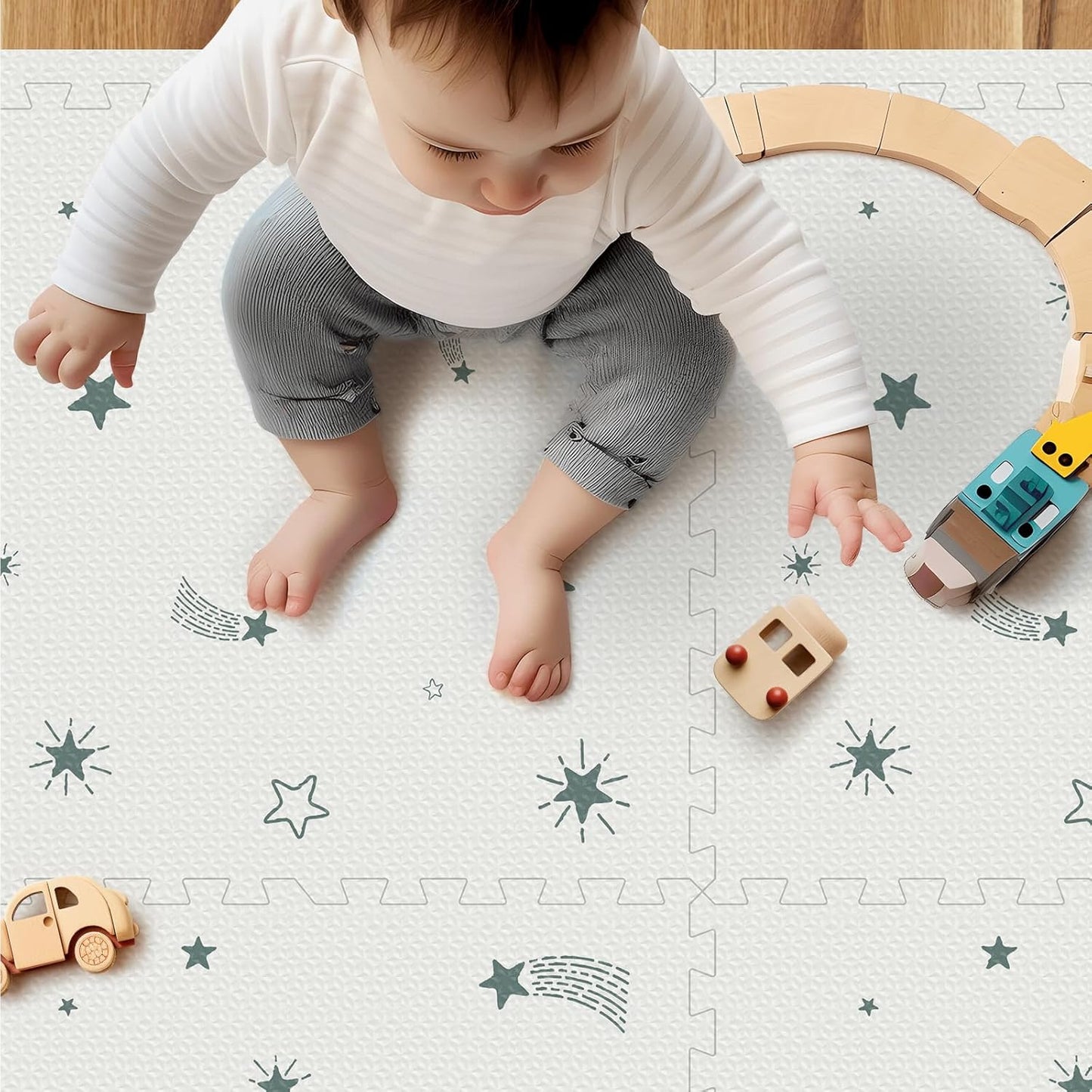 Baby Foam Play Mat, PIGLOG 72”x48” Floor Mats for Kids, Baby Crawling Mat with Interlocking Floor Tiles, Toddler Playmats for Indoor and Outdoor, Easy to Clean Playroom Foam Mats, Pentagram