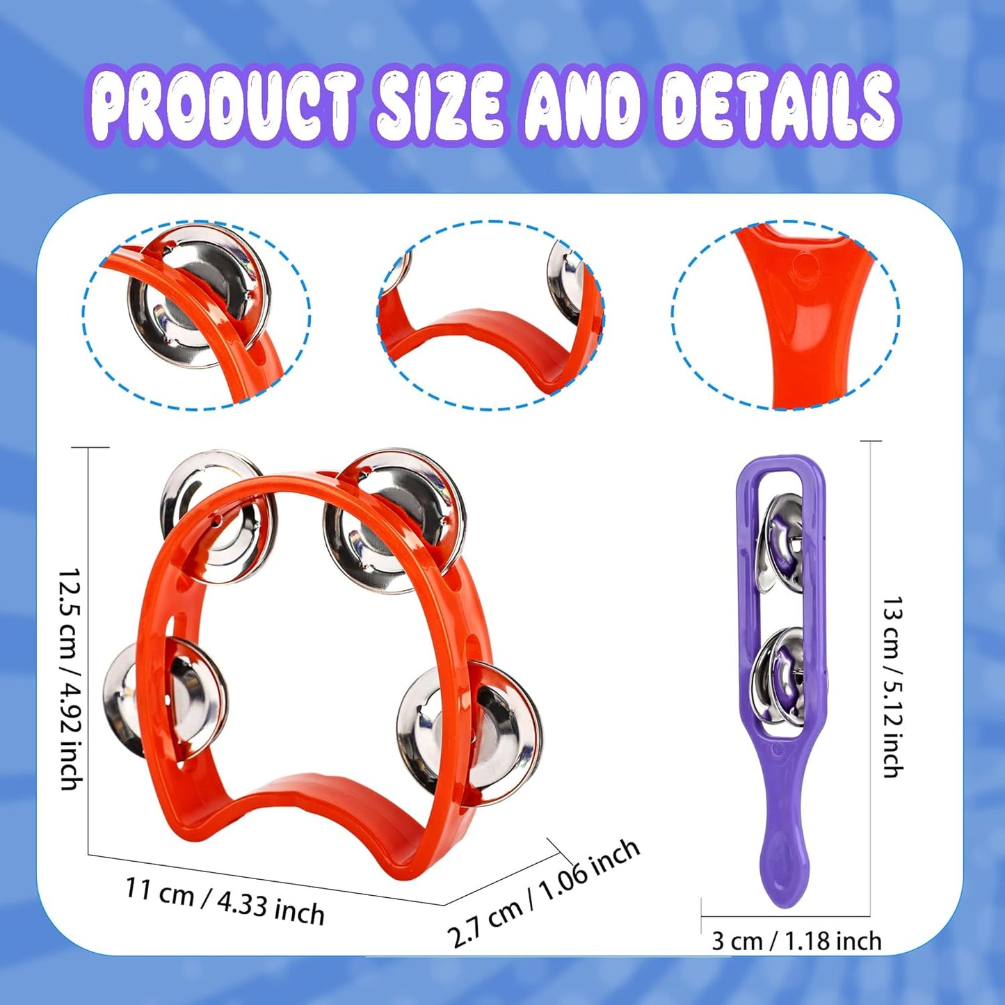 84 Pcs Musical Instruments for Kids 42 Plastic Handheld Tambourine Bells 42 Colorful Cymbals Percussion Shaker Noise Makers Rhythm Toy Set for Church Preschool Classroom