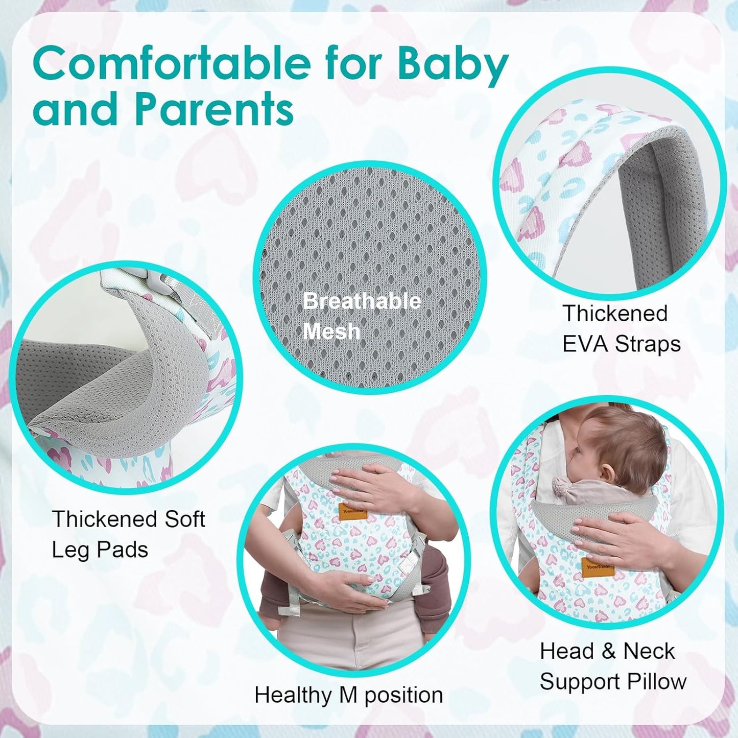 Baby Carrier Newborn to Toddler, Ergonomic Adjustable Toddler Carriers for 7-66 Lbs, Cozy Lightweight Infant Carrier with Neck Support, Baby Holder Carrier with Lumbar Support for Mom Dad