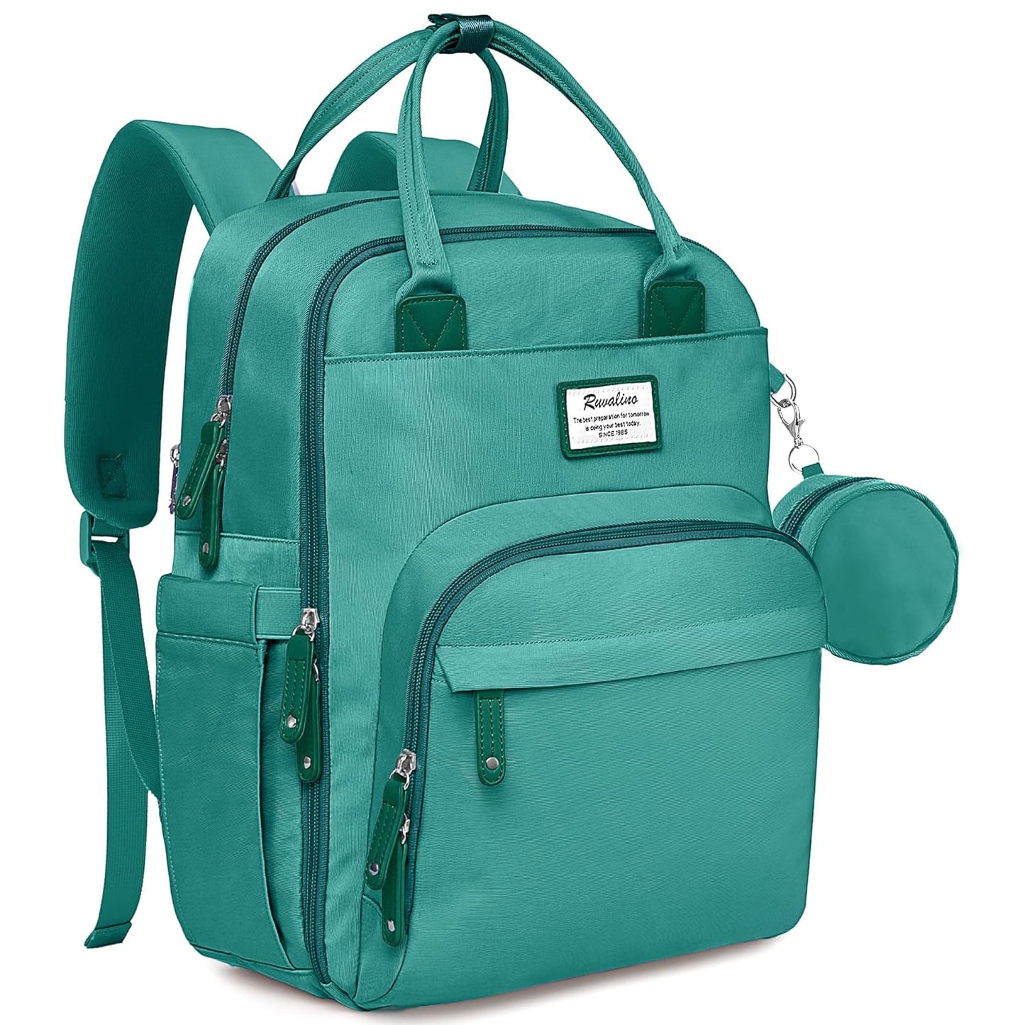 RUVALINO Diaper Bag Backpack-Multifunction Baby Travel Bag with Changing Pad, Insulated Bottle Holders & Pacifier Case, Large Capacity, Waterproof, Turquoise
