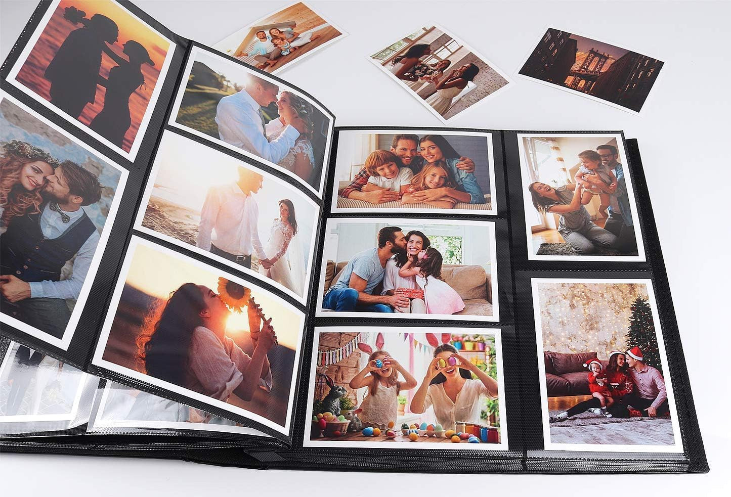 RECUTMS Photo Album 4x6 Holds 500 Photos Black Inner Page Button Grain Leather Larger Capacity Horizontal and Vertical Photos Wedding Pictures Album Birthday Christmas Baby Family Photo Book(Grey)