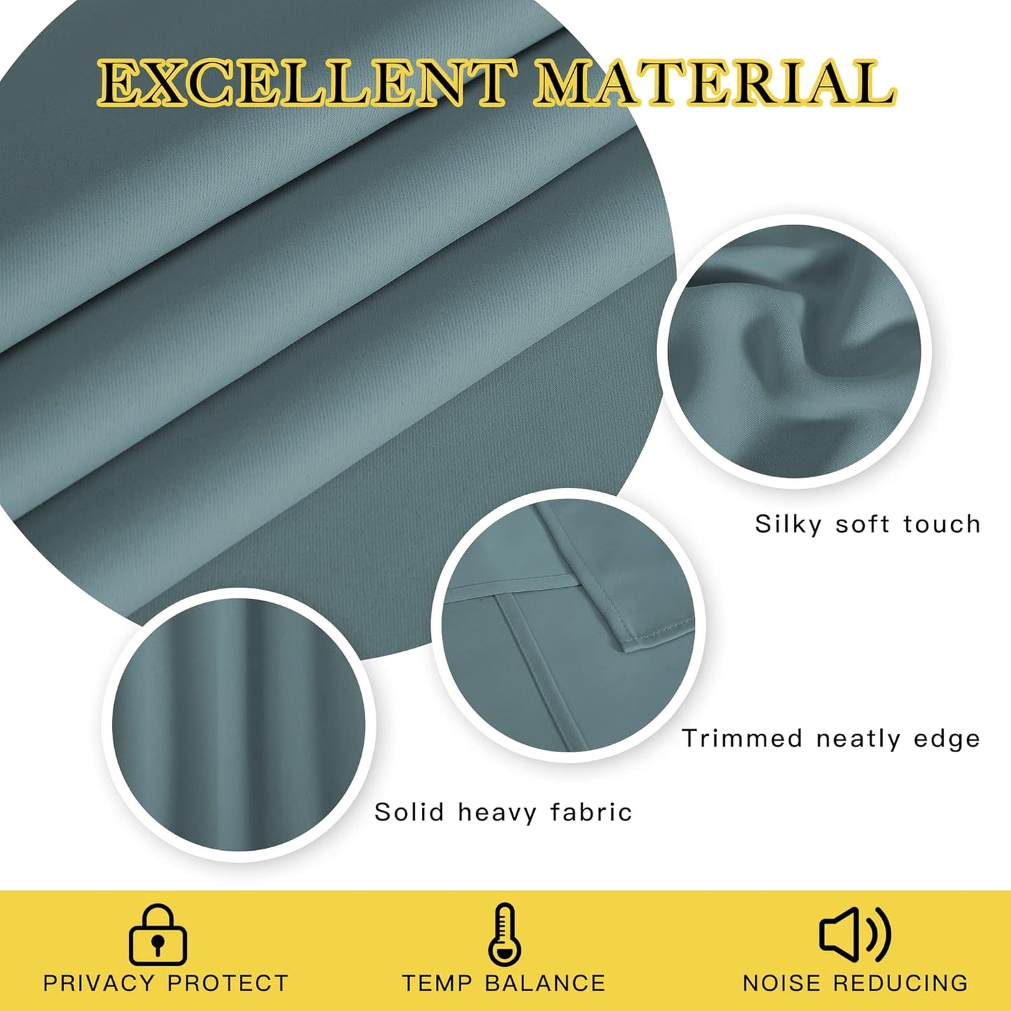 NICETOWN Greyish Blue Doorway Curtains for Bedroom 78 inch Length, Grommet Privacy Light & Sound Reducing Room Darkening Window Treatments for Living Room, 2 Panels, W52 x L78