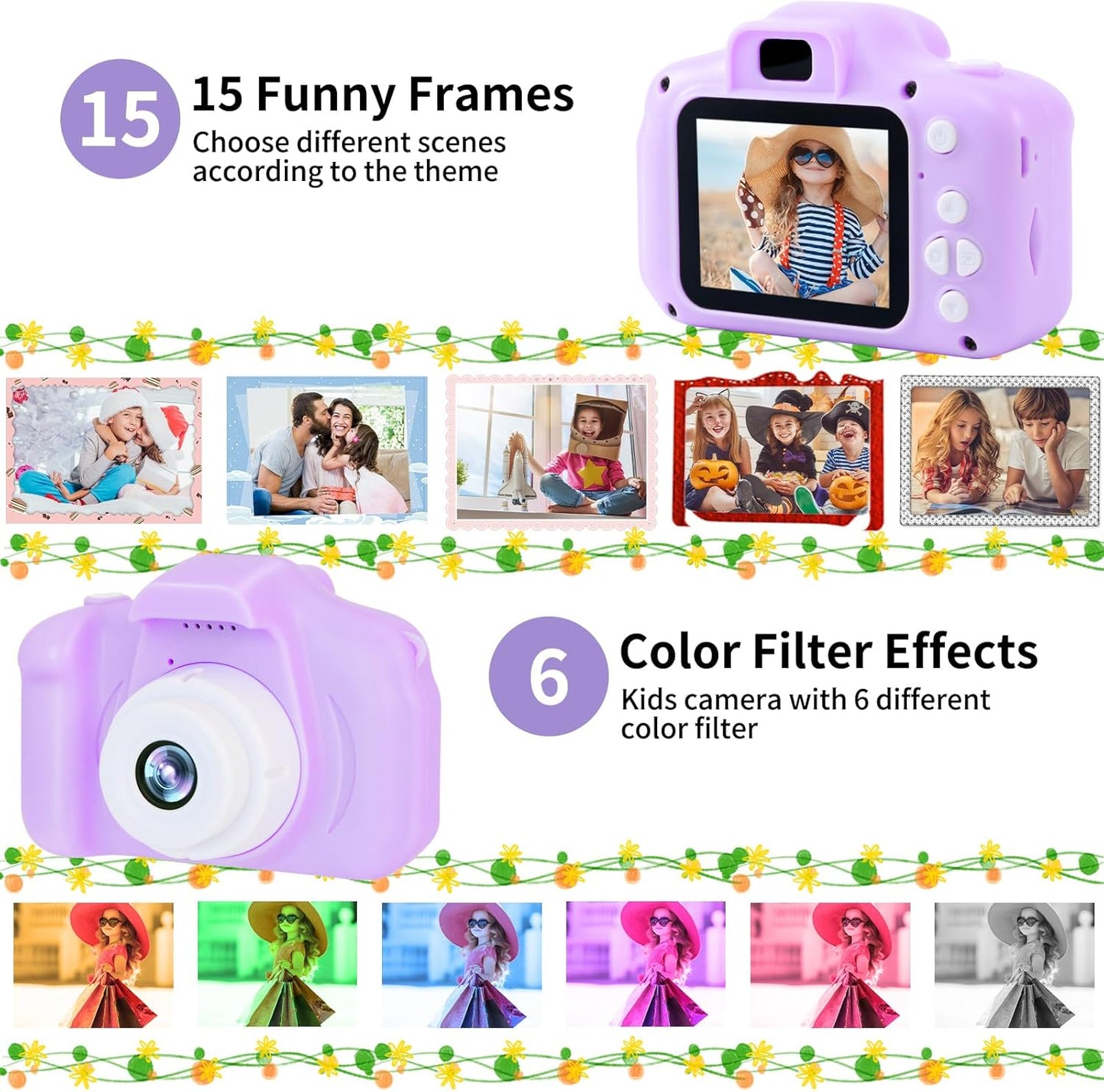 Kids Camera Waterproof Underwater Camera for 3-12 Year Old Boys Girls 2 Inch IPS Screen 1080P HD Digital Kids Video Camera Indoor Outdoor Action Cameras Best Christmas Birthday Gifts