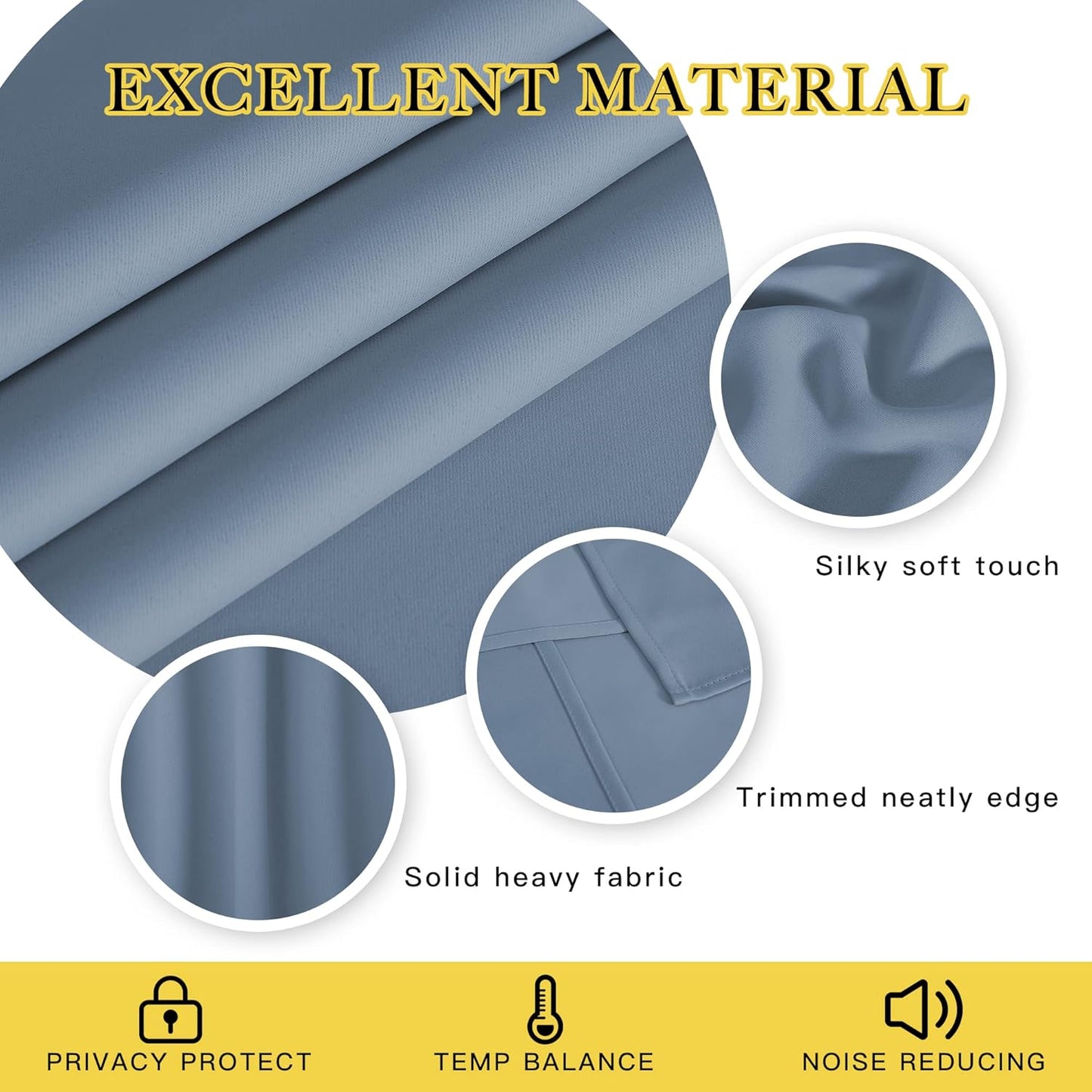 NICETOWN Stone Blue Blackout Doorway Curtains 78 inches Long, Grommet Light Blocking Window Treatments Sound Reducing Privacy Drapes for Living Room/Bedroom, 2 Panels, W52 x L78