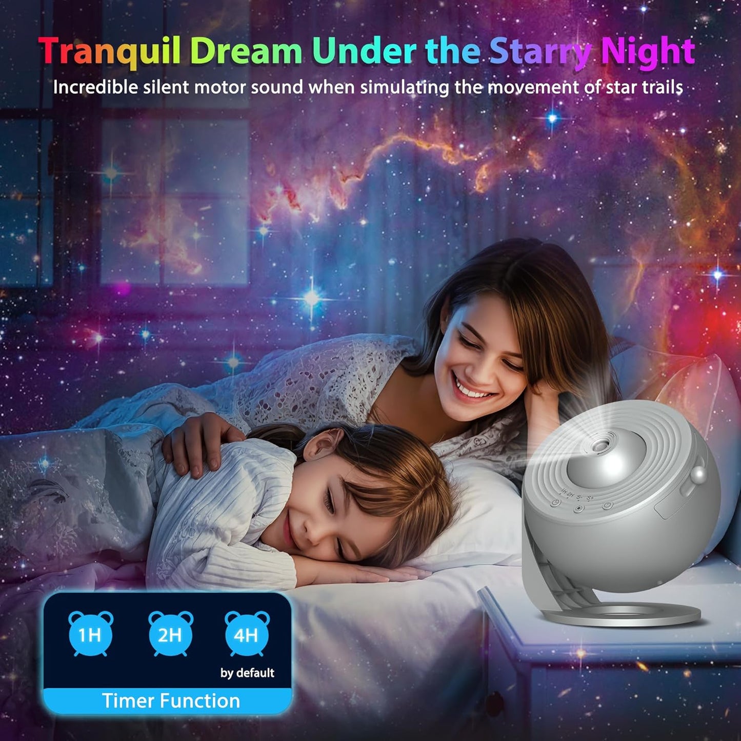 Galaxy Projector for Bedroom, HD Image Star Projector Galaxy Light Adjustable Knob, 13 Film Discs Planetarium Projector for Kids, 360° Rotating 1/2h Timer Simple 3-Button Control