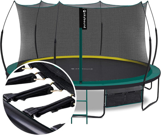 SkyBound 14 FT 12 FT 10FT 8FT 6FT Springless Trampoline for Kids and Adults - Recreational Trampolines with AntiRust Coating - Bungee Cords Outdoor Trampoline for Kids - No-Gap Design Zipper System