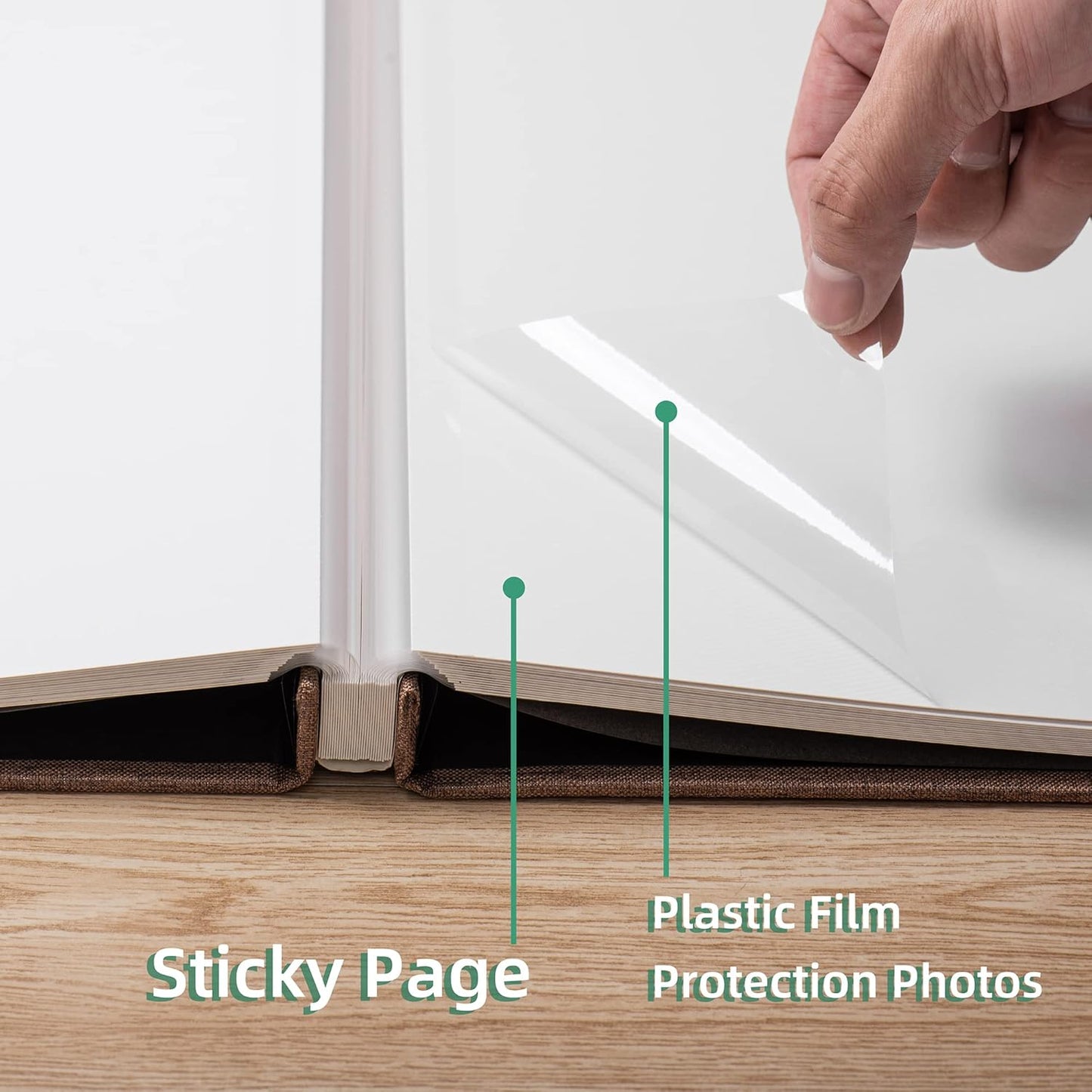 Large Photo Album Self Adhesive Scrapbook Album for 4×6 5×7 8×10 Pictures DIY Magnetic Linen Cover Album 60 Pages for Family Wedding Gifts with Metal Pen and Plastic Board