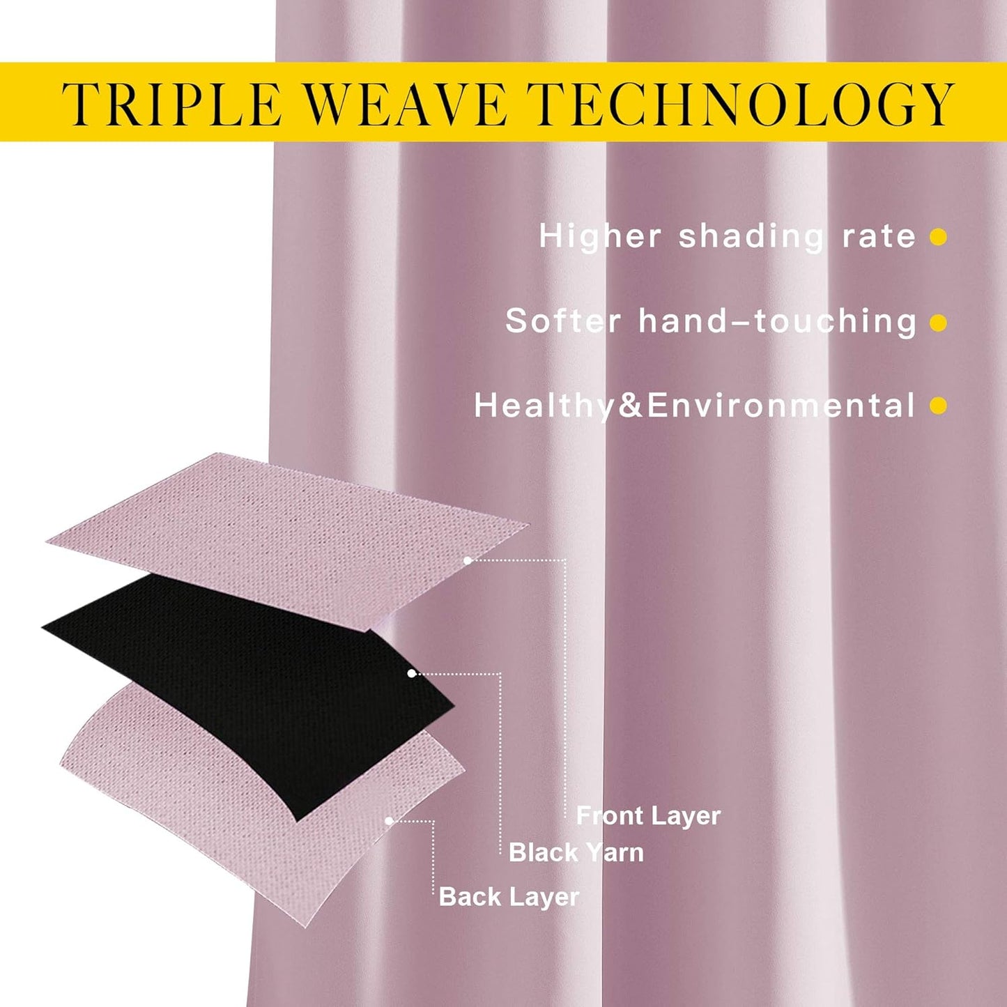 NICETOWN Bedroom Curtains Room Darkening Draperies - Room Darkening Drapes/Panels for Bedroom, Grommet Top 2-Pack, Lavender Pink, 52 x 54 inches Long, Thermal Insulated, Privacy Assured