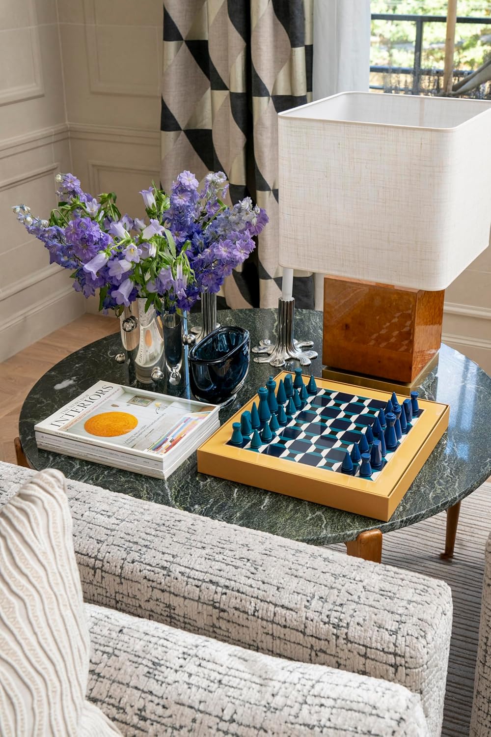 Lacquered Chess – Athena – Multi-Color Wooden Chess Set with Solid Wood Board – Elegant Coffee Table Game for Adults & Kids Ages 5+ – Multilingual Instructions Included