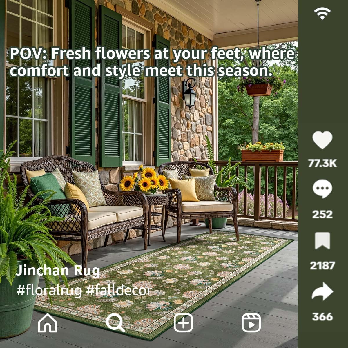 jinchan 3x10 Floral Runner Rug for Hallway Washable Kitchen Runner Vintage Romance Design Non Slip Thin Indoor Floor Cover Low-Profile Throw Carpet for Entryway Bathroom Bedroom Porch, Green