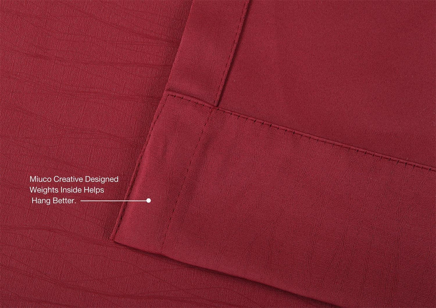 MIUCO Room Darkening Textured Grommet Curtains Blackout Curtains for Window Treatment 2 Panels 52x84 Inch Long Burgundy