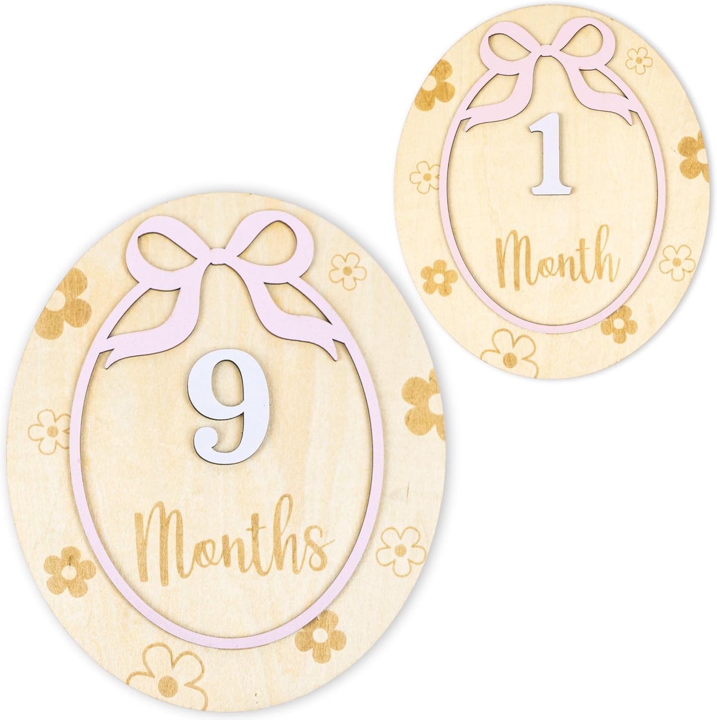Baby Monthly Milestone Cards - Acrylic Monthly Milestone Discs - Newborn Photography Props to Document Your Baby´s Growth - Baby Announcement Sign (B09)