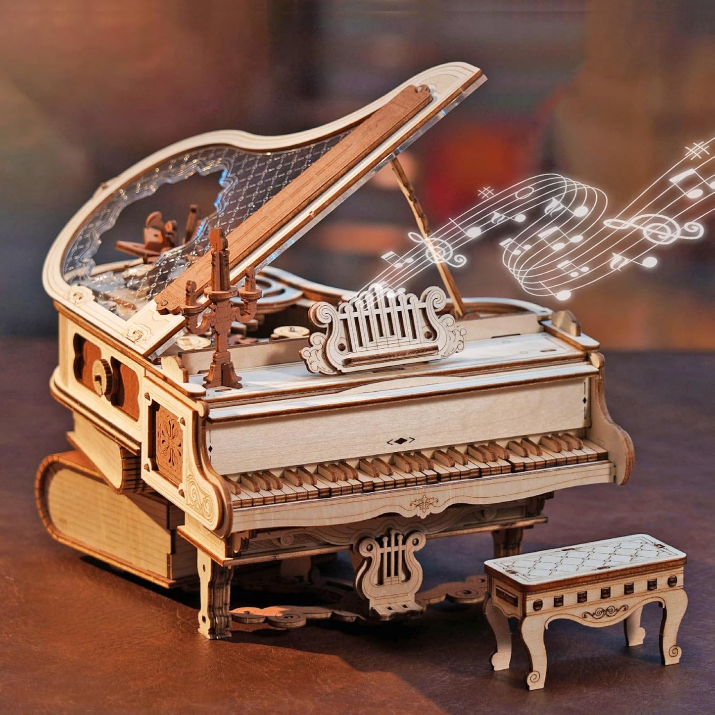 RoWood 3D Puzzles for Adults,DIY Music Box Gifts,Wooden Magic Piano Model Kits,Mechanical Wooden Puzzles,Music Box for Adults,Teens&Friends