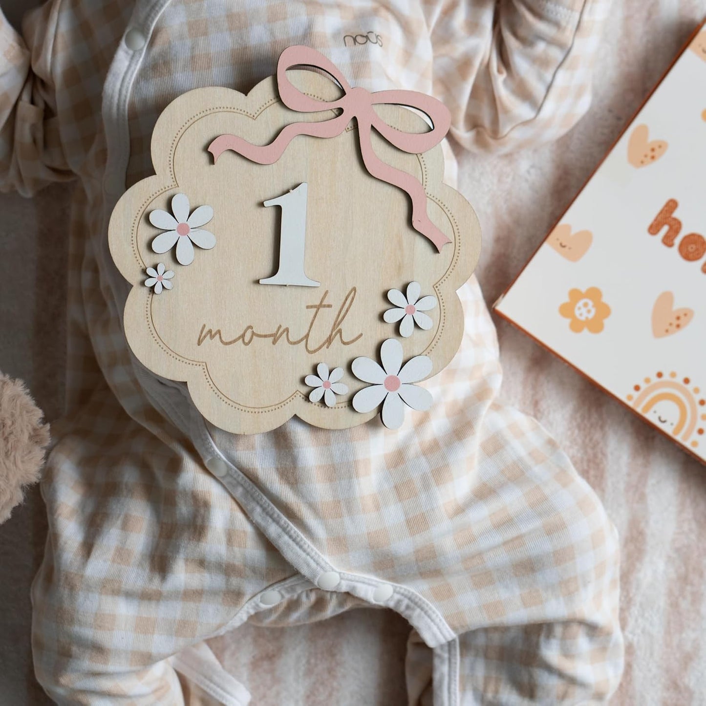 Baby Monthly Milestone Sign,1-12 Monthly Baby Milestone, Month Milestone Baby Girl, Baby Months Milestone, Newborn Photography Props Double-Sided (B12)