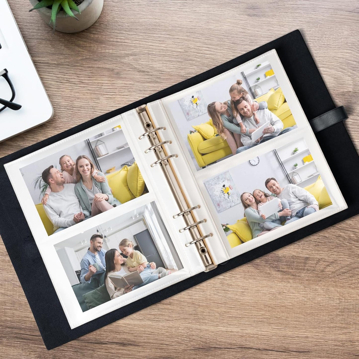 Photo Album 4x6 200 Photos, Genuine Leather Photo Albums with Writing Space with 30 Writing Paper, Travel Family Wedding Kids Graduation Ultrasound Baby Picture Album Scrapbook Photo Album（LOVE）