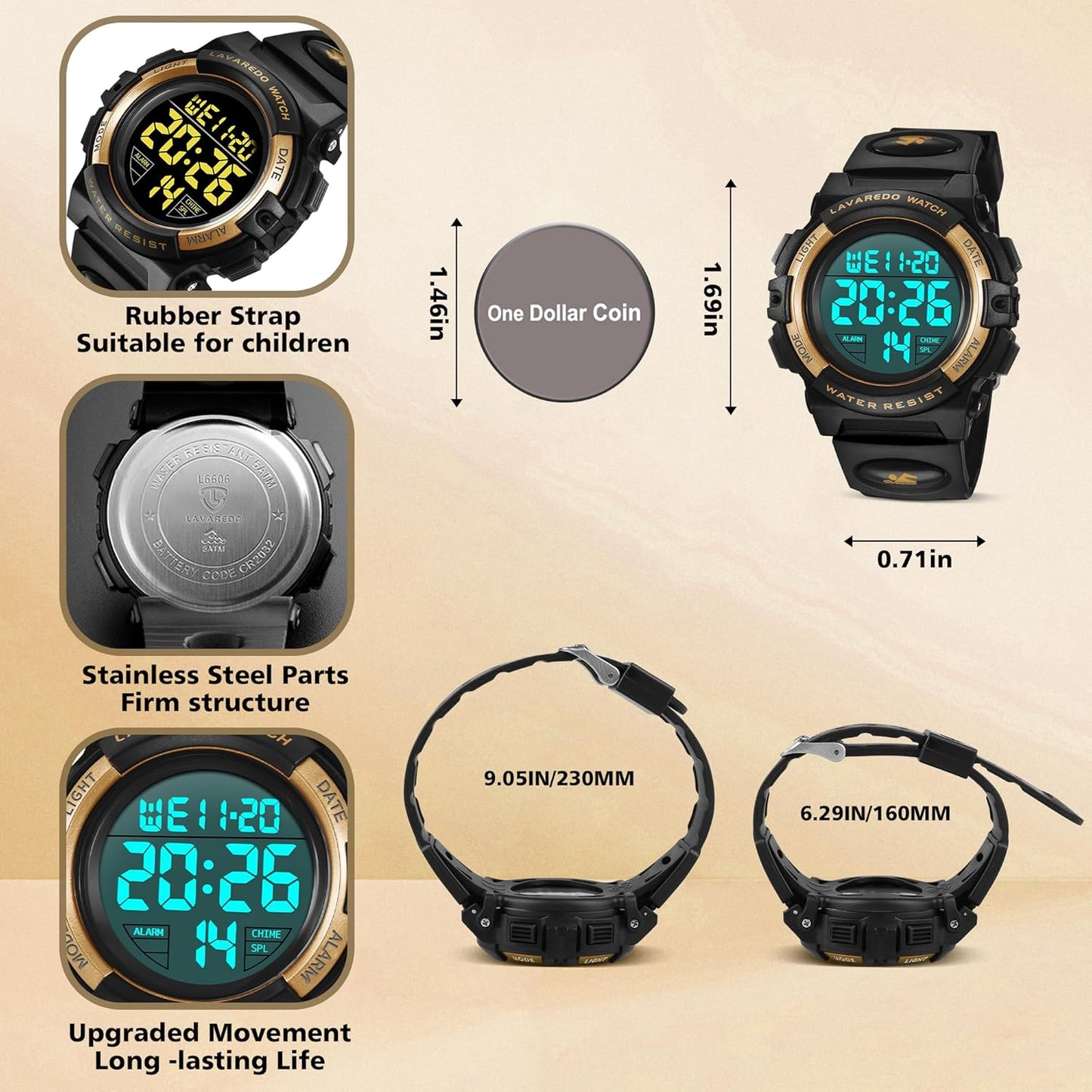 Kids Watch,Boys Watch for 3-15 Year Old Boys,Digital Sport Outdoor Multifunctional Chronograph LED 50 M Waterproof Alarm Calendar Analog Watch for Children with Silicone Band,Kids Gift