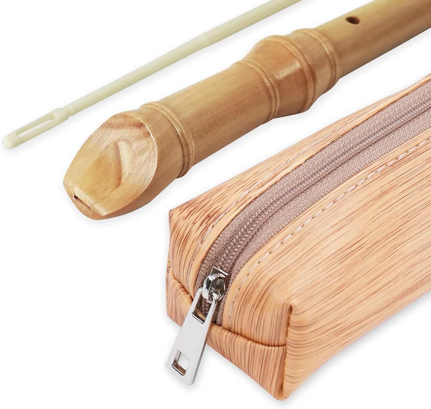 Recorder Instrument for Beginner Adults,8-Hole Soprano Descant Recorder Music Flute with Cleaning Rod & Case Bag For Home Entertainment(6-Beige)