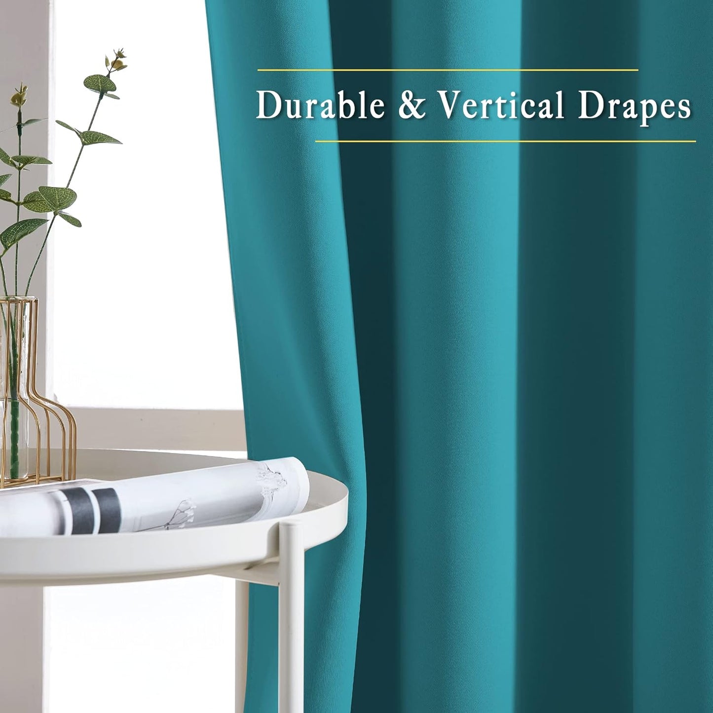 NICETOWN Blackout Curtain Panels 95" L - Window Treatment Energy Saving Thermal Insulated Solid Grommet Blackout Drapes for Living Room (Peacock Teal, 1 Pair, 80 by 95-Inch)
