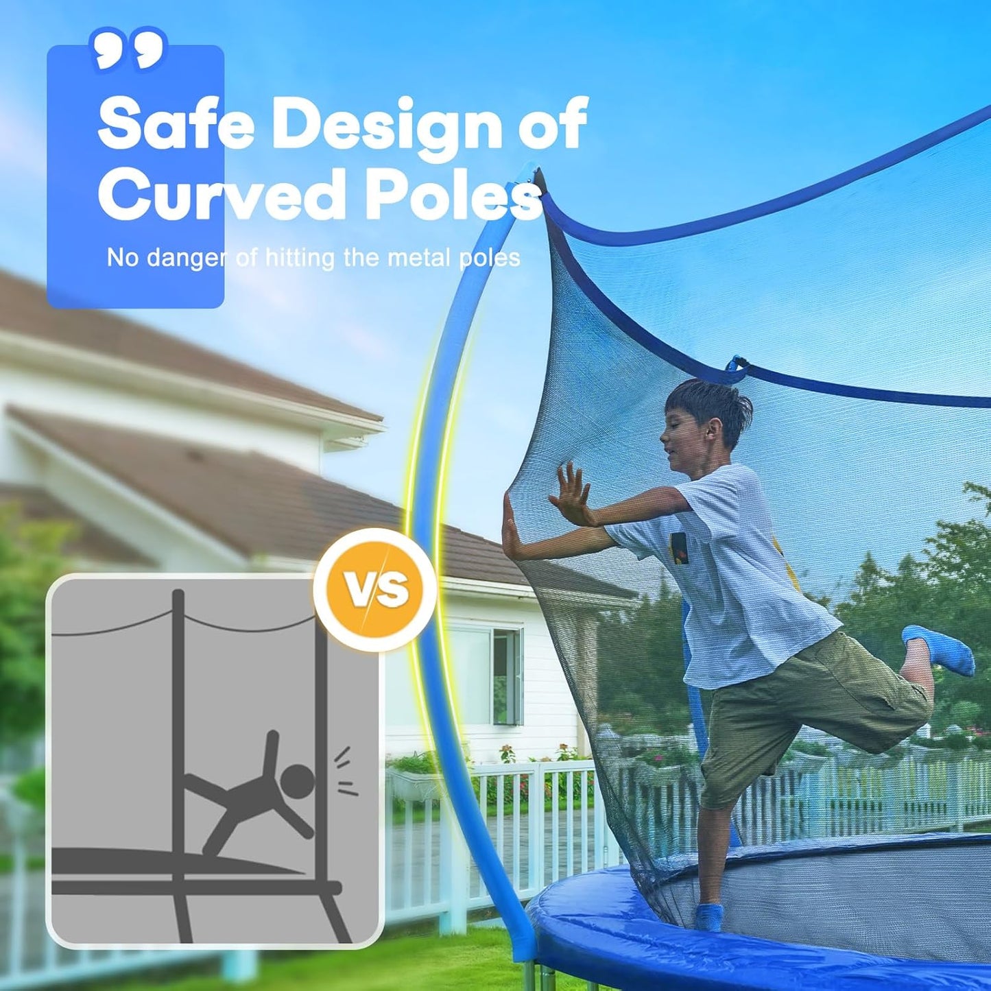 Zupapa 1500LBS Weight Capacity No-Gap Design 16 15 14 12 10FT Trampoline for Kids with Safety Enclosure Net Outdoor Backyards Trampolines with Non-Slip Ladder for Children Adults Family