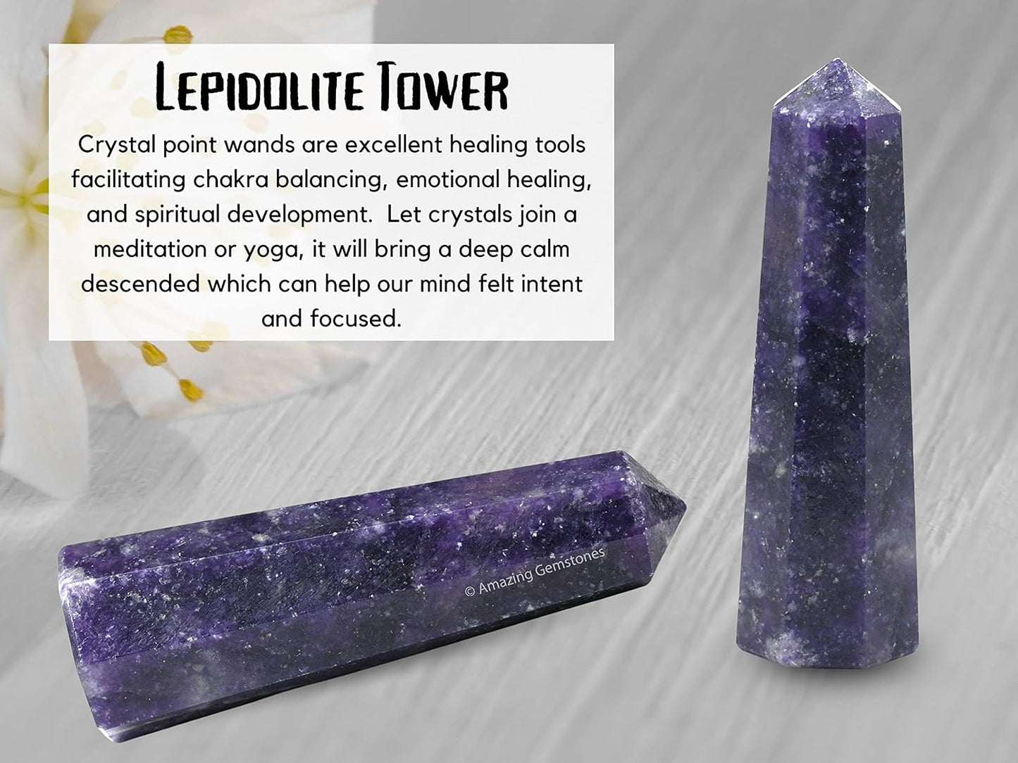 Amazing Gemstone Lepidolite Crystal Towers ~ Natural Healing Crystal Point Obelisk for Reiki Healing and Crystal Grid (3- Inch)