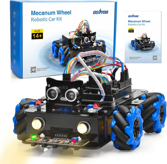 Mecanum Wheels Robot Car Kit for Arduino Mega2560 STEM Remote Controlled DIY Coding Learning & Programming Kit Omni Directional (for arduino)