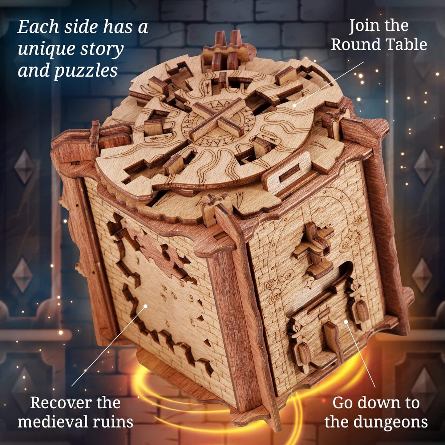 iDventure Cluebox - The Trial of Camelot - Escape Room Game - Puzzle Box - 3D Wooden Puzzle - sequential Puzzle - 3D Puzzles for Adults - Brain Teaser - Birthday Gift Gadget for Men - Money Box