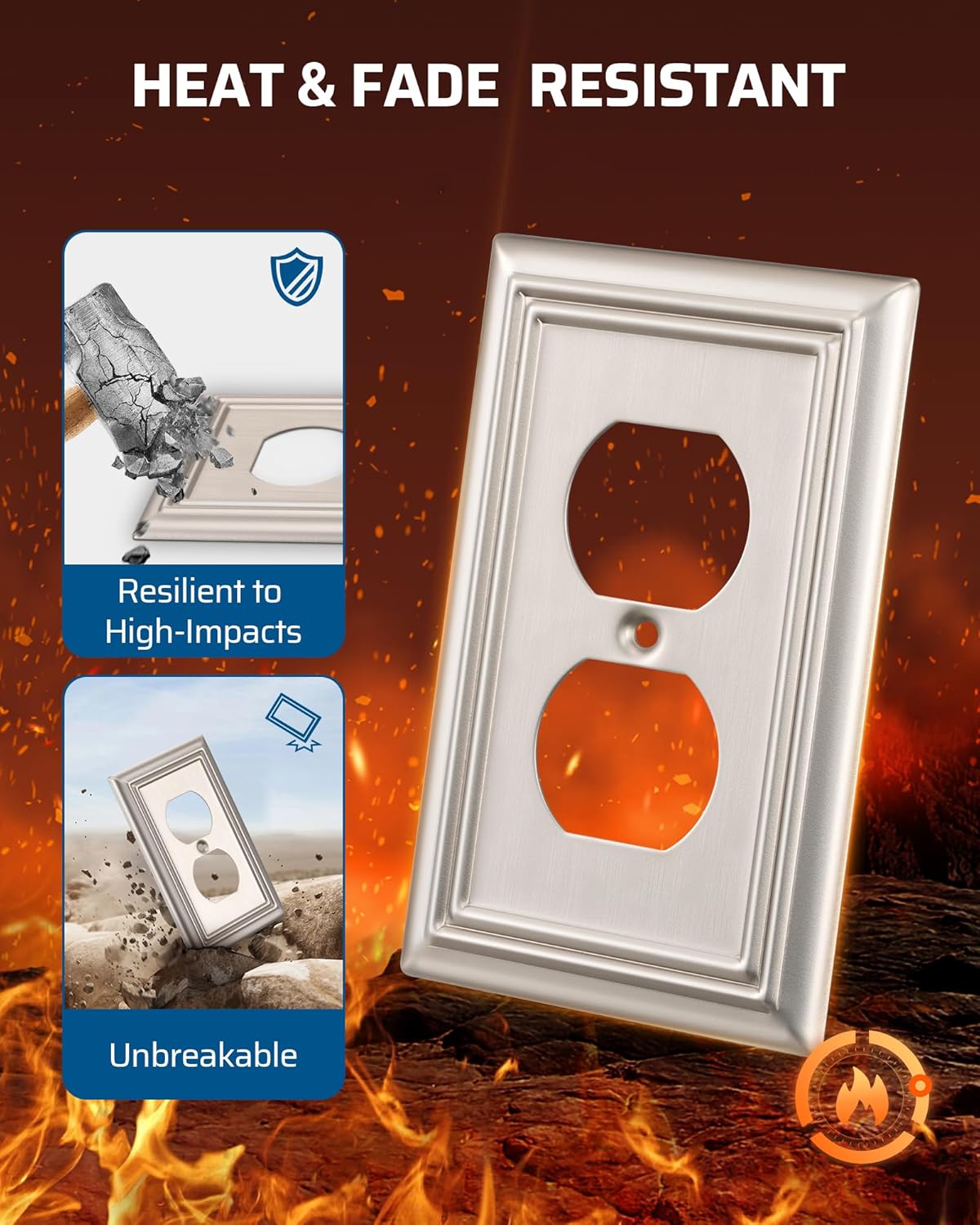 DEWENWILS Duplex Outlet Covers, Brushed Nickel Outlet Wall Plates, 4.92" x 3.14" Light Switch Cover Plates, Metal Electrical Outlet Cover Plates, 2 Pack