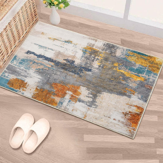 Entrance Rug 2x3 Indoor Door Mats for Entryway Modern Abstract Washable Rugs Grey Rug Non Slip Throw Rugs for Bedroom, Kitchen, Front Door Entryway