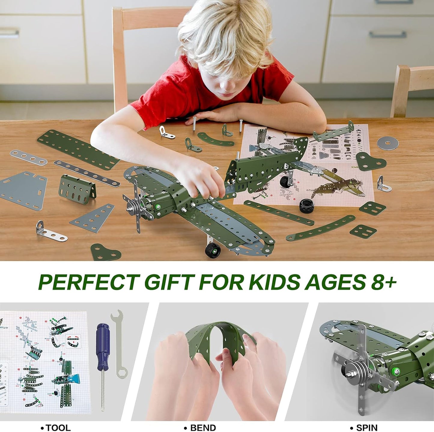 Lucky Doug Building Toys Model Airplane Set - DIY Building Stem Projects Toys for Kids Boys Ages 8-12, Assembly Science Toys for Model Fans
