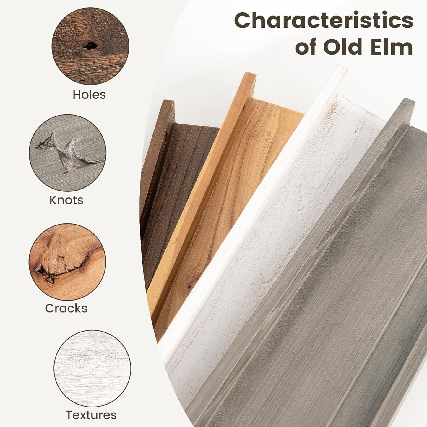 Picture Ledge Shelf, 48 Inch Long Floating Shelves for Wall, Nursery Bookshelf for Storage with Lip, Rustic Elm Wood Photo Ledge Shelves for Bedroom, Living Room, Kitchen (Natural, 48in Set of 2)