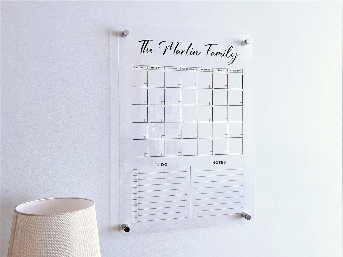 Acrylic Family Planner Wall Calendar - Personalized Calendar 2025, Personalized Dry Erase Board, Dry Erase Calendar, Monthly and Weekly Calendar, New Home Gift, Housewarming Gift